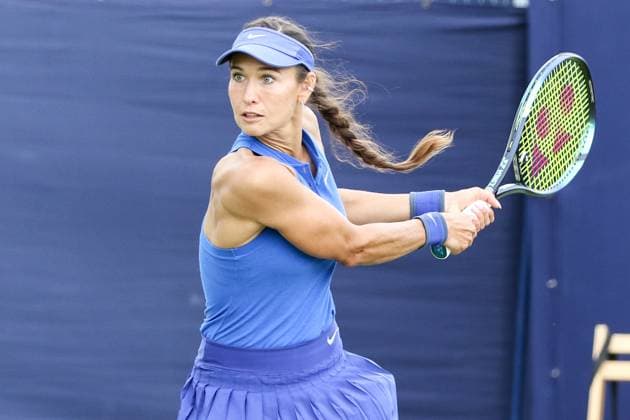 Ilkley Tennis Club, England, June 14th 2025: Vitalia Diatchenko in action during the WTA, Tennis Damen 125 Lexus Ilkley Open doubles final match with Isabelle Haverlag and Simona Waltert at Ilkley Tennis Club in Ilkley, England on June 14th 2025. (Sean Chandler SPP) Copyright: xSeanxChandlerx xSPPx spp-en-SeChSp-WTA 125 Lexus Ilkley Open Doubles Final Ilkley Tennis Club-122F5A1714