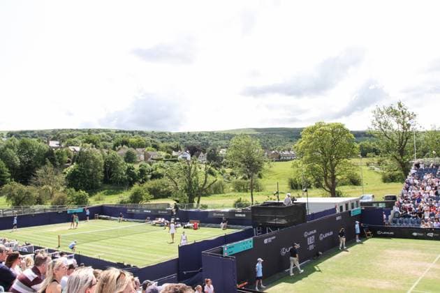 Ilkley Tennis Club, England, June 14th 2025: General multi court View of Isabelle Haverlag and Simona Waltert in the WTA, Tennis Damen 125 Lexus Ilkley Open doubles final match with Vitalia Diatchenko and Eden Silva at Ilkley Tennis Club in Ilkley, England on June 14th 2025. (Sean Chandler SPP) Copyright: xSeanxChandlerx xSPPx spp-en-SeChSp-WTA 125 Lexus Ilkley Open Doubles Final Ilkley Tennis Club-26IMG_9406