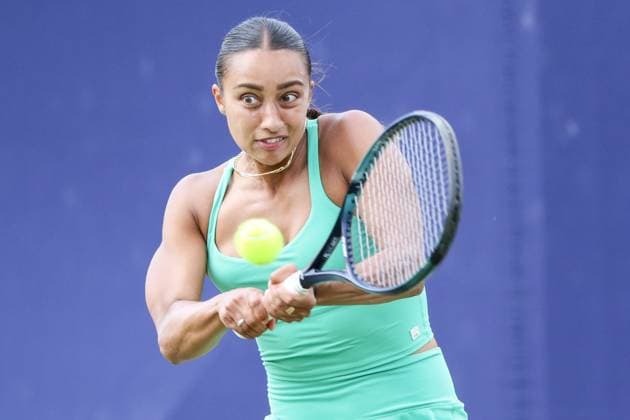Ilkley Tennis Club, England, June 14th 2025: Eden Silva during the WTA, Tennis Damen 125 Lexus Ilkley Open doubles final match with Isabelle Haverlag and Simona Waltert at Ilkley Tennis Club in Ilkley, England on June 14th 2025. (Sean Chandler SPP) Copyright: xSeanxChandlerx xSPPx spp-en-SeChSp-WTA 125 Lexus Ilkley Open Doubles Final Ilkley Tennis Club-172F5A1560