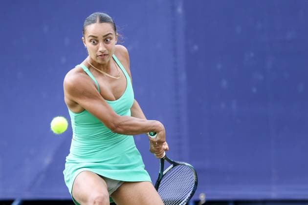 Ilkley Tennis Club, England, June 14th 2025: Eden Silva during the WTA, Tennis Damen 125 Lexus Ilkley Open doubles final match with Isabelle Haverlag and Simona Waltert at Ilkley Tennis Club in Ilkley, England on June 14th 2025. (Sean Chandler SPP) Copyright: xSeanxChandlerx xSPPx spp-en-SeChSp-WTA 125 Lexus Ilkley Open Doubles Final Ilkley Tennis Club-182F5A1559
