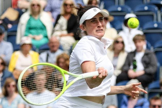 Ilkley Tennis Club, England, June 14th 2025: Rebecca Marino during the WTA, Tennis Damen 125 Lexus Ilkley Open semi-final match with Celine Naef at Ilkley Tennis Club in Ilkley, England on June 14th 2025. (Sean Chandler SPP) Copyright: xSeanxChandlerx xSPPx spp-en-SeChSp-WTA 125 Lexus Ilkley Open Semi-Finals Ilkley Tennis Club-62F5A1308