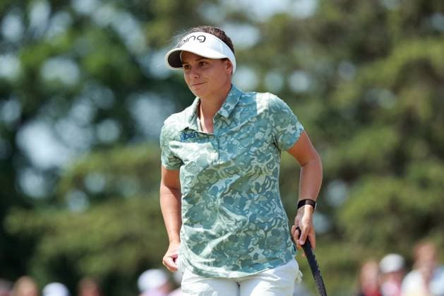 Meijer LPGA, Golf Damen Classic BELMONT, MICHIGAN-JUNE 14: Amanda Doherty of the United States lines up her putt on the 9th green during the third round of the Meijer LPGA Classic for Simply Give golf tournament at Blythefield Country Club in Belmont, MI, USA Saturday, June 14, 2025. Belmont Michigan United States  Copyright: xJorgexLemusx originalFilename:lemus-meijerlp250614_npg7T.jpg