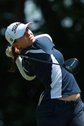 Meijer LPGA, Golf Damen Classic BELMONT, MICHIGAN-JUNE 14: Stephanie Kyriacou of Australia plays her tee shot on the 10th hole during the third round of the Meijer LPGA Classic for Simply Give golf tournament at Blythefield Country Club in Belmont, MI, USA Saturday, June 14, 2025. Belmont Michigan United States  Copyright: xJorgexLemusx originalFilename:lemus-meijerlp250614_npuT2.jpg
