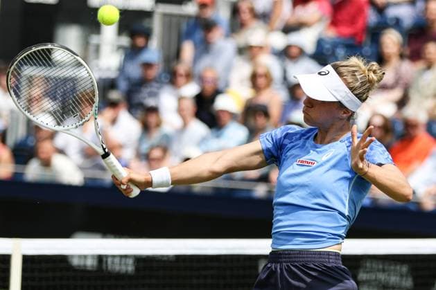 Ilkley Tennis Club, England, June 14th 2025: Viktorija Golubic during the WTA, Tennis Damen 125 Lexus Ilkley Open semi-final match with Iva Jovic at Ilkley Tennis Club in Ilkley, England on June 14th 2025. (Sean Chandler SPP) Copyright: xSeanxChandlerx xSPPx spp-en-SeChSp-WTA 125 Lexus Ilkley Open Semi-Finals Ilkley Tennis Club-222F5A0548