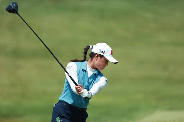 Meijer LPGA, Golf Damen Classic BELMONT, MICHIGAN-JUNE 14: Celine Boutier of France plays her tee shot on the third hole during the third round of the Meijer LPGA Classic for Simply Give golf tournament at Blythefield Country Club in Belmont, MI, USA Saturday, June 14, 2025. Belmont Michigan United States  Copyright: xJorgexLemusx originalFilename:lemus-meijerlp250614_npMG2.jpg