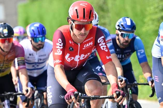 Elfstedenronde 2025 Cycling Race BRUGGE, BELGIUM - JUNE 15 : Beullens Cedric (BEL) of Lotto Cycling Team during the 43th edition of Elfstedenronde an UCI Class 1.1 one day cycling road race for Men Elite of 196 km with start in Brugge and finish in Brugge on June 15, 2025 in Brugge, Belgium, 15 06 2025 ( Motordriver Guy De Vuyst - Brugge Belgium  Copyright: xNicoxVereeckenx