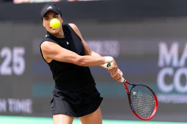 2025-06-15 2025 Libema Open Grass Court Championships ROSMALEN, NETHERLANDS - JUNE 15: Elena-Gabriela Ruse of Romania in action during Day Seven of 2025 Libema Open Grass Court Championships at Autotron on June 15, 2025 in Rosmalen, Netherlands. Rosmalen Autotron Netherlands Content not available for redistribution in The Netherlands directly or indirectly through any third parties. Copyright: xJorisxVerwijstx