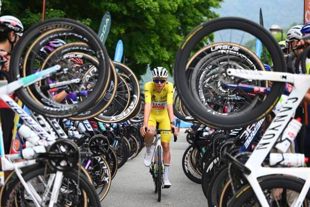 Criterium du Dauphine 2025 Stage 8 VAL-CENIS PLATEAU DU MONT-CENIS, FRANCE - JUNE 15 : Pogacar Tadej (SLO) of UAE Team Emirates - XRG during stage 8 of the 77th edition of Criterium du Dauphine Libere an UCI World Tour 2.UWT cycling road race stage for Men Elite of 133.3 km with start in Val-d Arc and finish in Val-Cenis Plateau du Mont-Cenis on June 15, 2025 in Val-Cenis Plateau du Mont-Cenis, France, 15 06 2025 ( Motordriver Kenny Verfaillie - Val-Cenis Plateau du Mont-Cenis France  Copyright: xVincentxKalutx