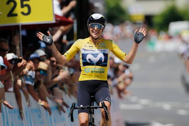 TDS Women Winner Marlen Reusser SUI Team Movistar 15 06 2025 Kuessnacht, SWITZERLAND, Tour de Suisse Women 4 Stage Kuessnacht Kuessnacht Winner Marlen Reusser SUI Team Movistar