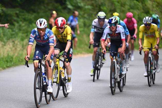 Criterium du Dauphine 2025 Stage 8 VAL-CENIS PLATEAU DU MONT-CENIS, FRANCE - JUNE 15 : Evenepoel Remco (BEL) of Soudal - Quick Step, Van Gils Maxim (BEL) of Red Bull - BORA - Hansgrohe, Vingegaard Jonas (DEN) of Team Visma - Lease a Bike, Pogacar Tadej (SLO) of UAE Team Emirates - XRG during stage 8 of the 77th edition of Criterium du Dauphine Libere an UCI World Tour 2.UWT cycling road race stage for Men Elite of 133.3 km with start in Val-d Arc and finish in Val-Cenis Plateau du Mont-Cenis on June 15, 2025 in Val-Cenis Plateau du Mont-Cenis, France, 15 06 2025 ( Motordriver Kenny Verfaillie - Val-Cenis Plateau du Mont-Cenis France  Copyright: xVincentxKalutx