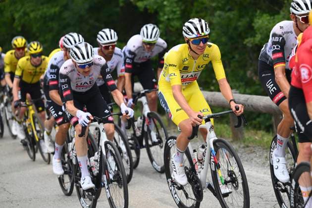 Criterium du Dauphine 2025 Stage 8 VAL-CENIS PLATEAU DU MONT-CENIS, FRANCE - JUNE 15 : Pogacar Tadej (SLO) of UAE Team Emirates - XRG, Wellens Tim (BEL) of UAE Team Emirates - XRG during stage 8 of the 77th edition of Criterium du Dauphine Libere an UCI World Tour 2.UWT cycling road race stage for Men Elite of 133.3 km with start in Val-d Arc and finish in Val-Cenis Plateau du Mont-Cenis on June 15, 2025 in Val-Cenis Plateau du Mont-Cenis, France, 15 06 2025 ( Motordriver Kenny Verfaillie - Val-Cenis Plateau du Mont-Cenis France  Copyright: xVincentxKalutx