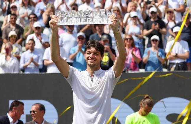 BAU Stuttgart Tennis , BOSS Open final, winner Taylor Fritz USA at the award ceremony