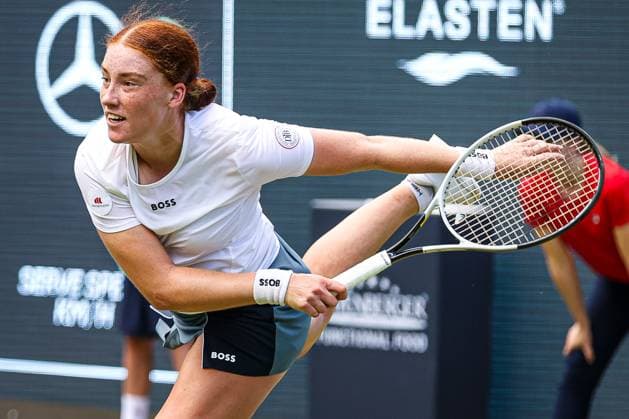 Ella Seidel GER at the net, Berlin Tennis Open by HYLO 2025, Berlin, LTTC Rot Weiß , 15 06 2025, Copyright: xClaudioxGärtnerx