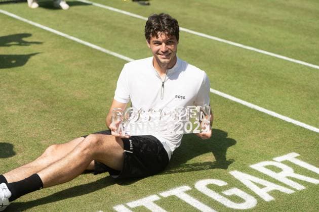 Taylor Fritz winner BOSS Open 2025, jubilation, emotions, victory, Alexander Zverev vs Taylor Fritz, tennis, ATP tournament, Boss Open, Center Court, final, 15 06 2025, Alexander Zverev vs Taylor Fritz, tennis, ATP tournament, Boss Open, Center Court, final, 15 06 2025, Stuttgart Copyright: xEibner-Pressefoto EdwardxCheungx EP_ECG