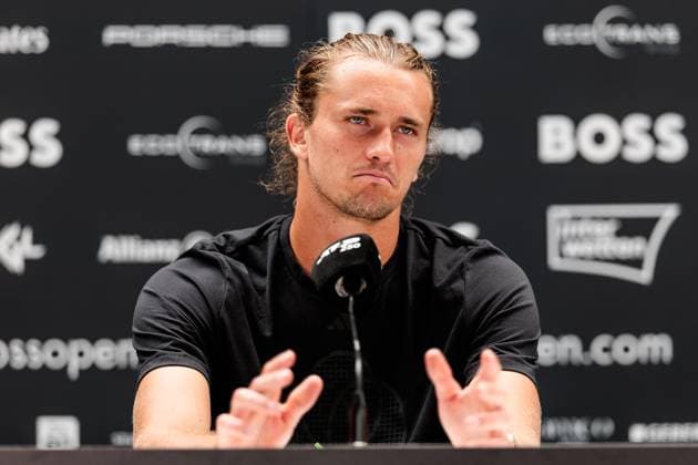 BOSS OPEN ATP250 15 06 2025 Alexander Zverev GER during the press conference, gestures BOSS OPEN ATP250 Stuttgart, Tennisclub Weissenhof on 15 06 2025 Copyright: xBEAUTIFULxSPORTS Wunderlx