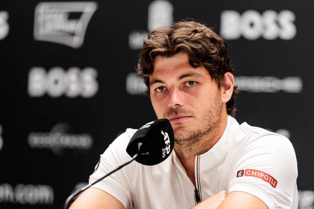 BOSS OPEN ATP250 15 06 2025 Taylor Fritz USA during the press conference BOSS OPEN ATP250 Stuttgart, Tennisclub Weissenhof on 15 06 2025 Copyright: xBEAUTIFULxSPORTS Wunderlx