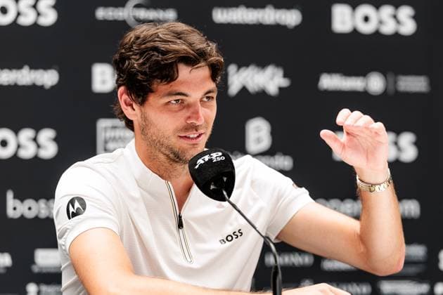 BOSS OPEN ATP250 15 06 2025 Taylor Fritz USA during the press conference BOSS OPEN ATP250 Stuttgart, Tennisclub Weissenhof on 15 06 2025 Copyright: xBEAUTIFULxSPORTS Wunderlx
