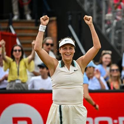 15th June 2025; HSBC Championships, Queens Club, West Kensington, London, England: HSBC Womens Championships Queens Club, Day 7; Tatjana Maria (GER) celebrates winning the Women s singles final HSBC Championship 2025  ActionPlus12801487 GodfreyxPitt