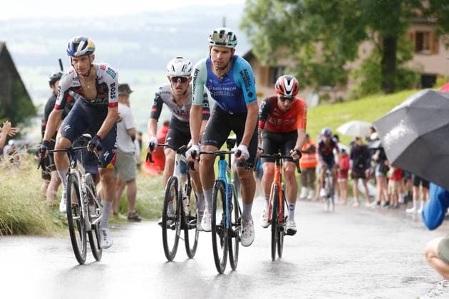 TDS 1 stage Stefan Bissegger SUI Team Decathlon AG2R 15 06 2025 Kuessnacht, SWITZERLAND, Tour de Suisse 1 stage Kuessnacht Kuessnacht Stefan Bissegger SUI Team Decathlon AG2R on the climb to Michaelskreuz