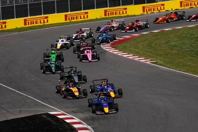 AUTO - F1 ACADEMY 2025 - MONTREAL start depart of the race 14 CHAMBERS Chloe (usa), Campos Racing, Tatuus F4-T421, action 21 PALMOWSKI Alisha (gir), Campos Racing, Supporter by Red Bull Racing, Tatuus F4-T421, action 20 LLOYD Ella (gbr), Rodin Motorsport, Supporter by McLaren, Tatuus, F4-T421, action 28 PIN Doriane (fra), Prema Racing, Supporter by Mercedes, Tatuus F4-T421, action 78 HAUSMANN Tina (swi), Prema Racing, Supporter by Aston Martin, Tatuus F4-T421, action 03 GADEMAN Nina (nld), Prema Racing, Supporter by Alpine, Tatuus F4-T421, action 05 FELBERMAYR Emma (aut), Rodin Motorsport, Supporter by Sauber, Tatuus, F4-T421, action 27 during the 4th round of the 2025 F1 Academy Championship from June 14 to 16, 2025 on the Circuit Gilles Villeneuve, in Montrà al, Canada - Montrà alCanada Copyright: xXavixBonillax