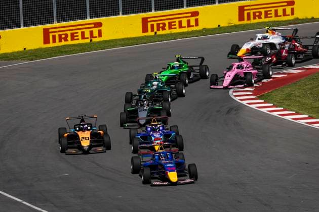 AUTO - F1 ACADEMY 2025 - MONTREAL start depart of the race 14 CHAMBERS Chloe (usa), Campos Racing, Tatuus F4-T421, action 21 PALMOWSKI Alisha (gir), Campos Racing, Supporter by Red Bull Racing, Tatuus F4-T421, action 20 LLOYD Ella (gbr), Rodin Motorsport, Supporter by McLaren, Tatuus, F4-T421, action 28 PIN Doriane (fra), Prema Racing, Supporter by Mercedes, Tatuus F4-T421, action during the 4th round of the 2025 F1 Academy Championship from June 14 to 16, 2025 on the Circuit Gilles Villeneuve, in Montrà al, Canada - Montrà alCanada Copyright: xXavixBonillax