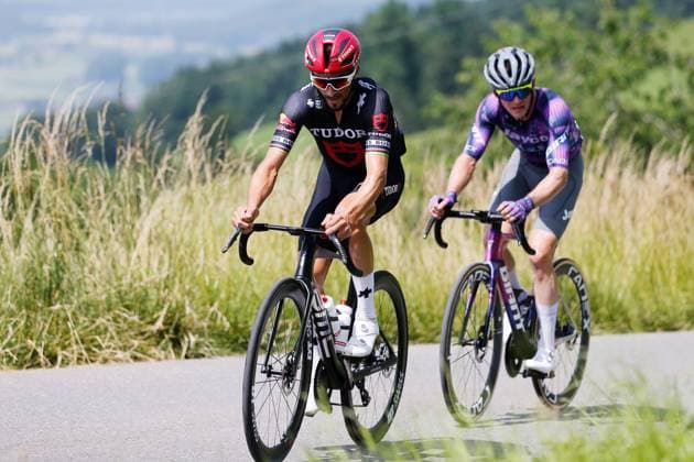 TDS 1 stage Julian Alaphilippe FRA Team Tudor 15 06 2025 Kuessnacht, SWITZERLAND, Tour de Suisse 1 stage Kuessnacht Kuessnacht Julian Alaphilippe FRA Team Tudor on the climb to Michaelskreuz