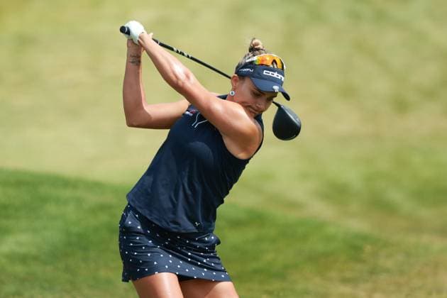 Meijer LPGA, Golf Damen Classic BELMONT, MICHIGAN-JUNE 15: Lexi Thompson of the United States plays her tee shot on the third hole during the final round of the Meijer LPGA Classic for Simply Give golf tournament at Blythefield Country Club in Belmont, MI, USA Sunday, June 15, 2025. Belmont Michigan United States  Copyright: xJorgexLemusx originalFilename:lemus-meijerlp250615_npZ21.jpg