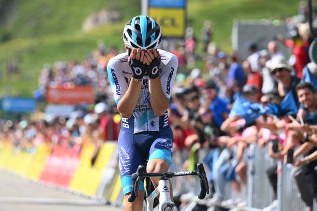 Criterium du Dauphine 2025 Stage 8 VAL-CENIS PLATEAU DU MONT-CENIS, FRANCE - JUNE 15 : Martinez Lenny (FRA) of Bahrain - Victorious during stage 8 of the 77th edition of Criterium du Dauphine Libere an UCI World Tour 2.UWT cycling road race stage for Men Elite of 133.3 km with start in Val-d Arc and finish in Val-Cenis Plateau du Mont-Cenis on June 15, 2025 in Val-Cenis Plateau du Mont-Cenis, France, 15 06 2025 ( Motordriver Kenny Verfaillie - Val-Cenis Plateau du Mont-Cenis France  Copyright: xVincentxKalutx