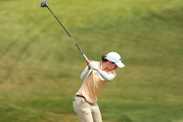Meijer LPGA, Golf Damen Classic BELMONT, MICHIGAN-JUNE 15: Carlota Ciganda of Spain plays her tee shot on the third hole during the final round of the Meijer LPGA Classic for Simply Give golf tournament at Blythefield Country Club in Belmont, MI, USA Sunday, June 15, 2025. Belmont Michigan United States  Copyright: xJorgexLemusx originalFilename:lemus-meijerlp250615_np4lA.jpg