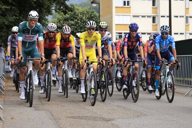 CICLISMO - Ciclismo Su Strada - Criterium du Dauphine 2025 - Stage 8 Tadej POGACAR, UAE Team Emirates - XRG, Mathieu VAN DER POEL, Alpecin - Deceuninck, Romain BARDET, Team Picnic PostNL, Santiago BUITRAGO, Bahrain - Victorious, during the Criterium du Dauphine 2025, Cycling event, Stage 8, Val-d Arc > Val-Cenis - Plateau du Mont-Cenis (133,3 Km) on 15 June 2025 in Val-Cenis, France during Criterium du Dauphine 2025 - Stage 8, Street Cycling race in France, France, June 15 2025 France France Copyright: xIPAxSport ABACAx
