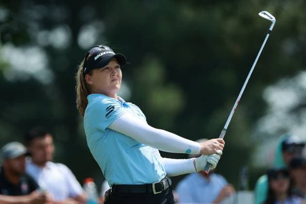 Meijer LPGA, Golf Damen Classic BELMONT, MICHIGAN-JUNE 15: Brooke Henderson of Canada plays her tee shot on the 11th hole during the final round of the Meijer LPGA Classic for Simply Give golf tournament at Blythefield Country Club in Belmont, MI, USA Sunday, June 15, 2025. Belmont Michigan United States  Copyright: xJorgexLemusx originalFilename:lemus-meijerlp250615_npE6v.jpg