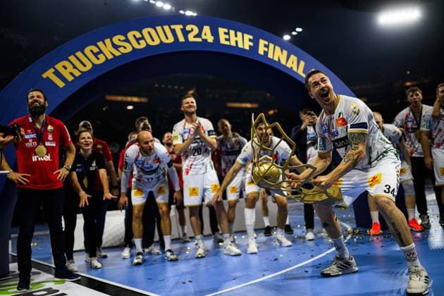 COLOGNE, GERMANY - 15 JUNE, 2025: Michael Damgaard Nielsen - The final match of TruckScout24 EHF FINAL4 Fuchse Berlin vs SC Magdeburg at Lanxess Arena.  Copyright: xVITALIIxKLIUIEVx