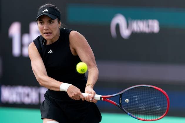 2025-06-15 2025 Libema Open Grass Court Championships ROSMALEN, NETHERLANDS - JUNE 15: Elena-Gabriela Ruse of Romania in action during Day Seven of 2025 Libema Open Grass Court Championships at Autotron on June 15, 2025 in Rosmalen, Netherlands. Rosmalen Autotron Netherlands Content not available for redistribution in The Netherlands directly or indirectly through any third parties. Copyright: xJorisxVerwijstx