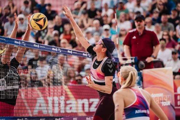 Beach Volleyball Women Allianz German Beach Tour 2025 Tourstop Bremen 15 06 2025 Melanie Gernert at the Attack Bremen Waterfront Bremen Germany