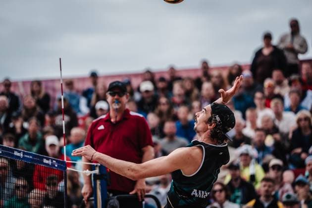 Beach Volleyball Men Allianz German Beach Tour 2025 Tourstop Bremen 15 06 2025 Jannik Kühlborn at the Attack Bremen Waterfront Bremen Germany