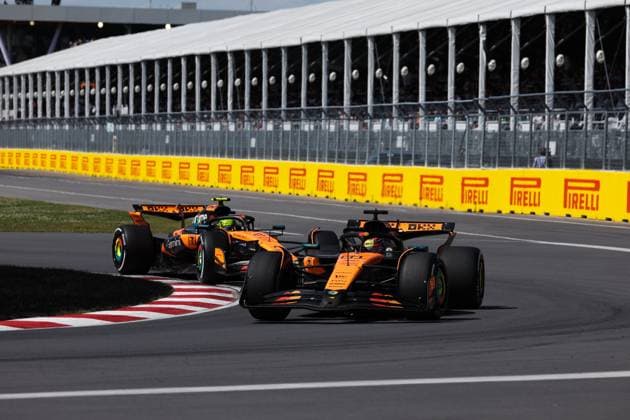 F1 - CANADIAN GRAND PRIX 2025 81 PIASTRI Oscar (aus), McLaren F1 Team MCL39, action, 04 NORRIS Lando (gbr), McLaren F1 Team MCL39, action during the Formula 1 Pirelli Grand Prix du Canada 2025, 10th round of the 2025 FIA Formula One World Championship, WM, Weltmeisterschaft from June 14 to 16, 2025 on the Circuit Gilles Villeneuve, in Montrà al, Canada - MontrCanada Copyright: xFLORENTxGOODENx
