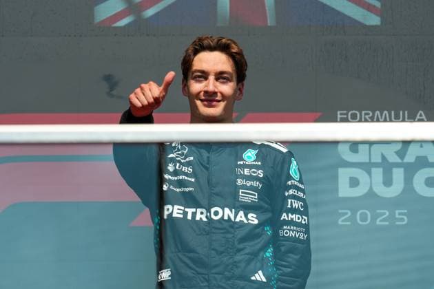 George Russell (GBR), Mercedes-AMG Petronas F1 Team, 63 celebrates after winning the race during Pirelli Grand Prix du Canada 2025, Formula 1 Championship in Montreal, Canada, June 15 2025  Copyright: xScottxColeman IPAxSportx xipa-agency.netx xx IPA_59107670 IPA_Agency_IPA59107670