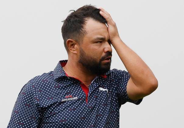 J.J. Spaun reacts after winning the 125th U.S. Open Golf Championship at Oakmont Country Club in Oakmont, Pennsylvania on Sunday, June 15, 2025. Spaun won with a 64-foot birdie putt on the 18th hole and finished at even par for the tournament.  PIT20250615703 JOHNxANGELILLO