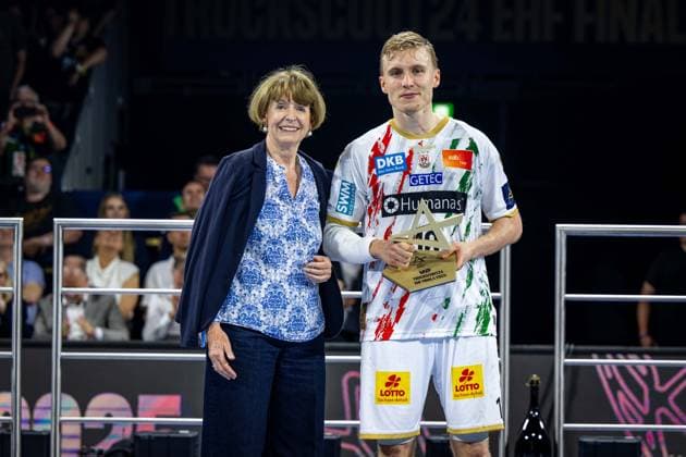 Handball Cologne 15 06 2025 EHF Final4 2025 Champions League Champions League Final Füchse Berlin SC Magdeburg SC Magdeburg is Champions League winner 2025 Kristjansson Gisli Thorgeir Magdeburg, No 10 MVP of the Final4