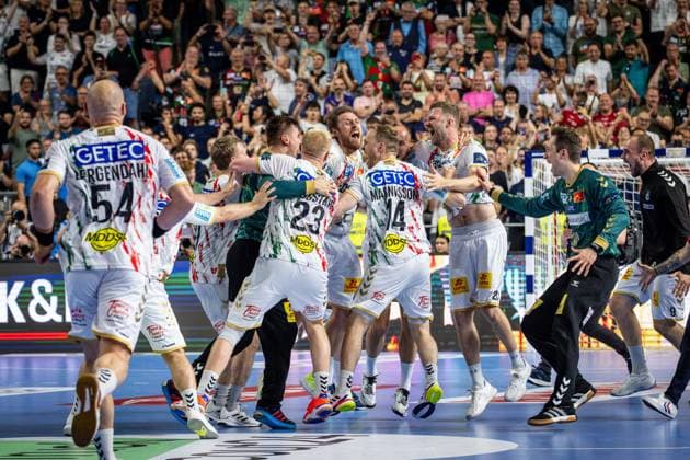 Handball Cologne 15 06 2025 EHF Final4 2025 Champions League Champions League Final Füchse Berlin SC Magdeburg SC Magdeburg is Champions League winner 2025 Jubel Hernandez Ferrer Sergey Magdeburg, TW, No 01 Magnusson Omar Ingi Magdeburg, No 14 Jensen Magnus Saugstrup Magdeburg, No 23 Portner Nikola Magdeburg, TW, No 80 Weber Philipp Magdeburg, No 20 Bergendahl Oscar Magdeburg, No 54 and others