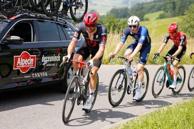 TDS 1 stage Marco Haller AUT Team Tudor 15 06 2025 Kuessnacht, SWITZERLAND, Tour de Suisse 1 stage Kuessnacht Kuessnacht Marco Haller AUT Team Tudor on the ascent to Michaelskreuz