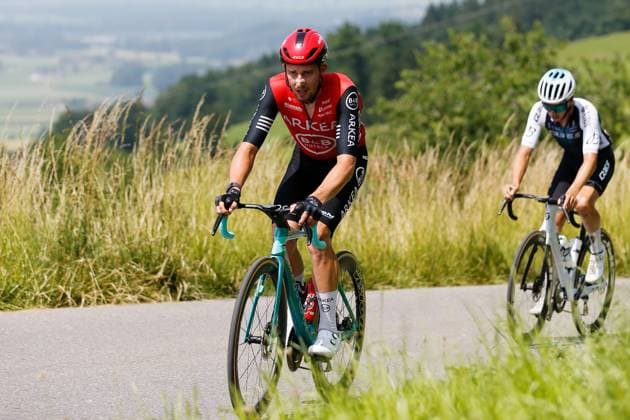 TDS 1 stage Kevin Vauquelin FRA Team Arkea B B Hotels 15 06 2025 Kuessnacht, SWITZERLAND, Tour de Suisse 1 stage Kuessnacht Kuessnacht Kevin Vauquelin FRA Team Arkea B B Hotels on the ascent to Michaelskreuz