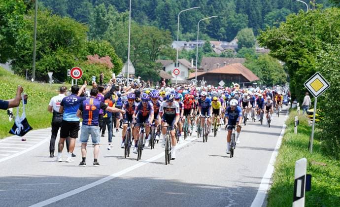 16 06 2025 Switzerland Tour de Suisse Men 2025 2 Stage Aarau Schwarzee Picture Catering for the racers Front Team Picnic Postnl Action