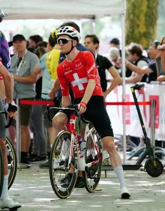 16 06 2025 Switzerland Tour de Suisse Men 2025 2 Stage Aarau Schwarzee Picture Muro Schmid SUI Team Jayco Alula Single picture Action