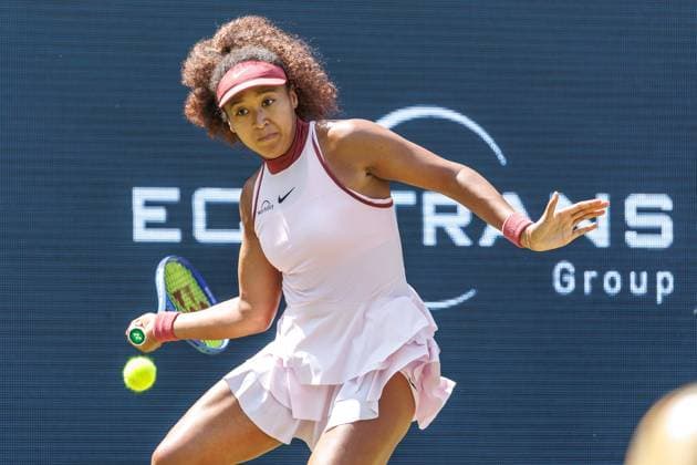 Berlin, 17 06 25, Tennis ecotrans Ladies Open Berlin at Steffi Graf Stadium Ladies, Singles, 1 round, Osaka Japan Samsonova Russia , Steffi Graf Stadium Naomi Osaka Japan returns a ball Berlin Tennis Open by HYLO 2025