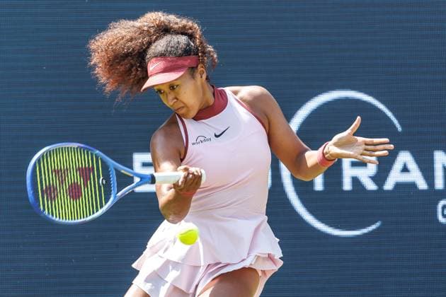 Berlin, 17 06 25, Tennis ecotrans Ladies Open Berlin at Steffi Graf Stadium Ladies, Singles, 1 round, Osaka Japan Samsonova Russia , Steffi Graf Stadium Naomi Osaka Japan returns a ball Berlin Tennis Open by HYLO 2025