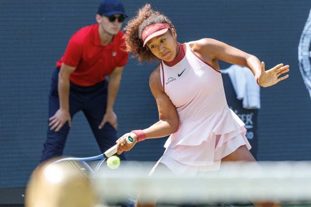 Berlin, 17 06 25, Tennis ecotrans Ladies Open Berlin at Steffi Graf Stadium Ladies, Singles, 1 round, Osaka Japan Samsonova Russia , Steffi Graf Stadium Naomi Osaka Japan returns a ball Berlin Tennis Open by HYLO 2025