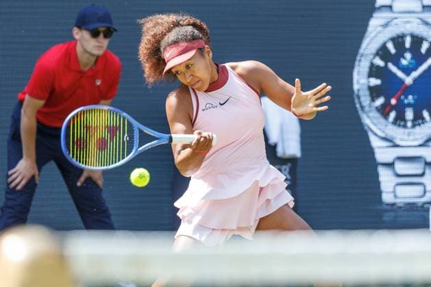 Berlin, 17 06 25, Tennis ecotrans Ladies Open Berlin at Steffi Graf Stadium Ladies, Singles, 1 round, Osaka Japan Samsonova Russia , Steffi Graf Stadium Naomi Osaka Japan returns a ball Berlin Tennis Open by HYLO 2025