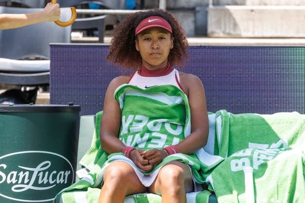 Berlin, 17 06 25, Tennis ecotrans Ladies Open Berlin at Steffi Graf Stadium Ladies, Singles, 1 round, Osaka Japan Samsonova Russia , Steffi Graf Stadium Naomi Osaka Japan sits on the bench during the set break Berlin Tennis Open by HYLO 2025