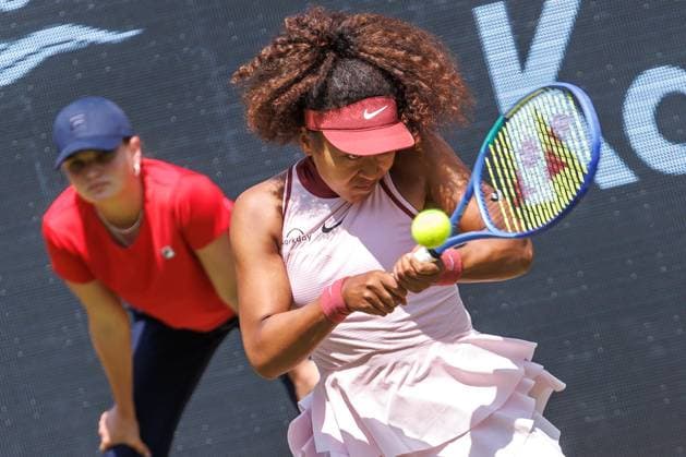 Berlin, 17 06 25, Tennis ecotrans Ladies Open Berlin at Steffi Graf Stadium Ladies, Singles, 1 round, Osaka Japan Samsonova Russia , Steffi Graf Stadium Naomi Osaka Japan returns a ball Berlin Tennis Open by HYLO 2025